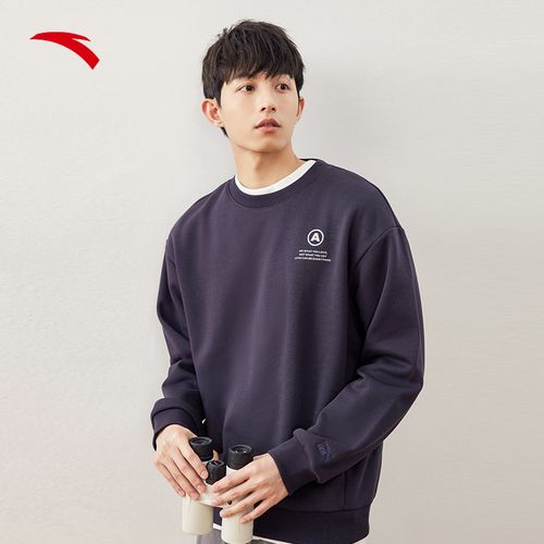 上衣安踏厚绒卫衣针织长袖男士2022秋冬新款运动卫衣