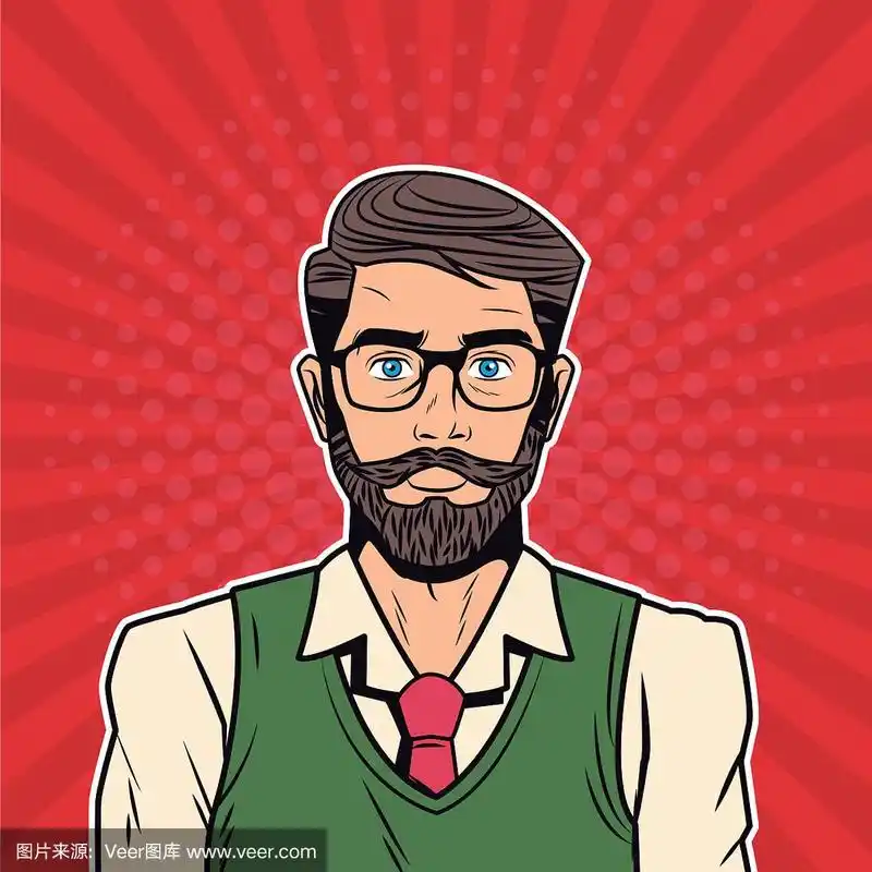 时髦的男性波普艺术卡通