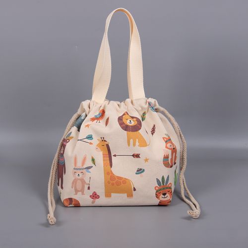 日式和风可爱帆布饭盒袋子学生抽绳束口手提便当袋保温袋便当包 日式