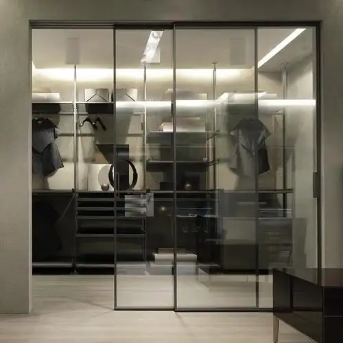 极简推拉门 衣帽间隔断门 厨房阳台铝合金移门钢化玻璃门