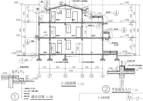 美式3层独栋别墅建筑施工图