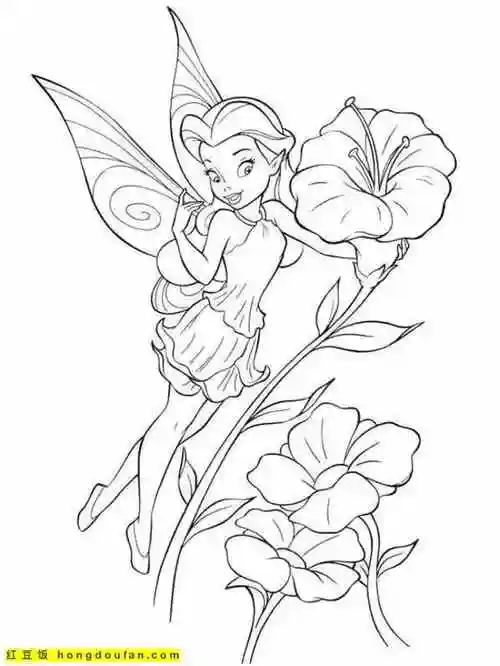 10张童话中出现的魔法小仙子小精灵卡通涂色图片-红豆饭小学生简笔画