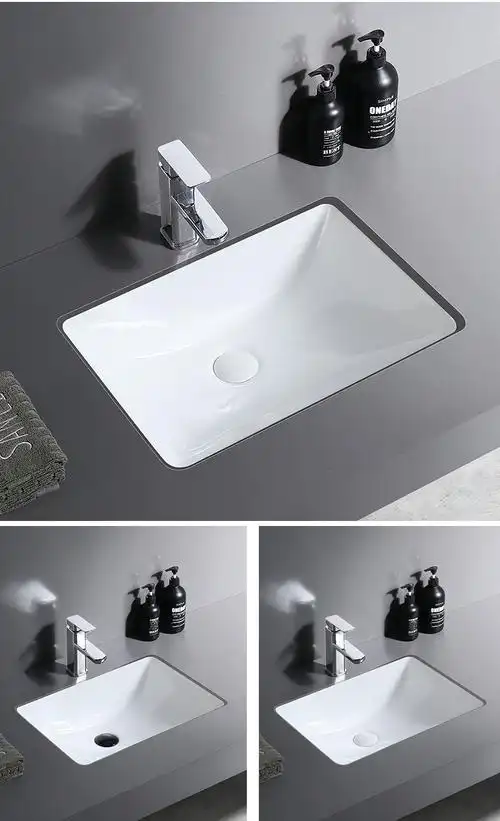 卫生间大理石面盆嵌入式台下盆陶瓷椭圆方形洗脸洗漱