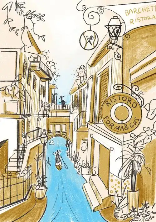 插画速写城市街景