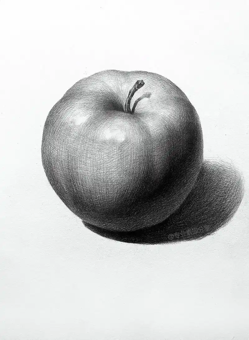 素描苹果步骤.1.勾出苹果的外轮廓. 2.把苹果想象成圆柱和 - 抖音
