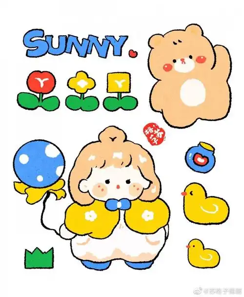 手绘贴纸素材简单图案(好看手帐贴纸图片大全) - 设计堂