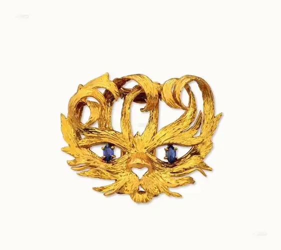 hermes18k金蓝宝石胸针