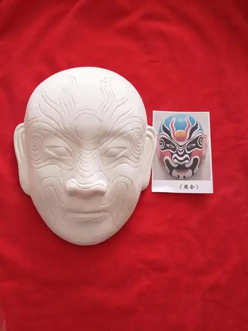 京剧脸谱石膏面具白坯大中小号手工艺非遗文化教学材料包 特大号周仓