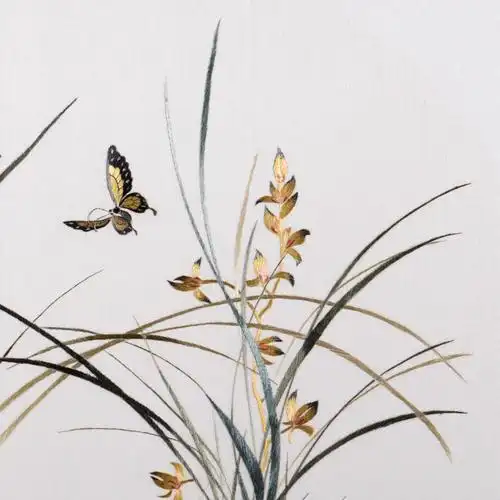 苏绣真丝 精品挂画《小兰花三》刺绣