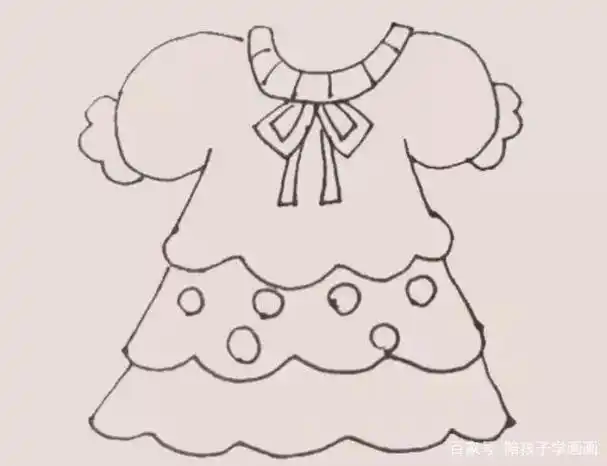 夏天少女花裙简笔画