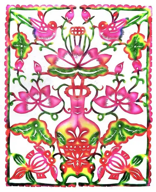 高菊花和她老汉的染色剪纸