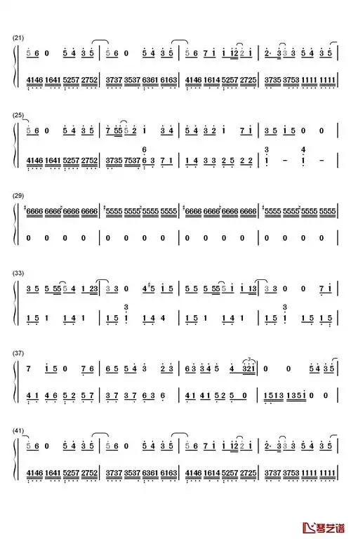 说谎钢琴简谱-数字双手-林宥嘉2