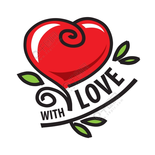 一朵花的形式矢量标志红色的心