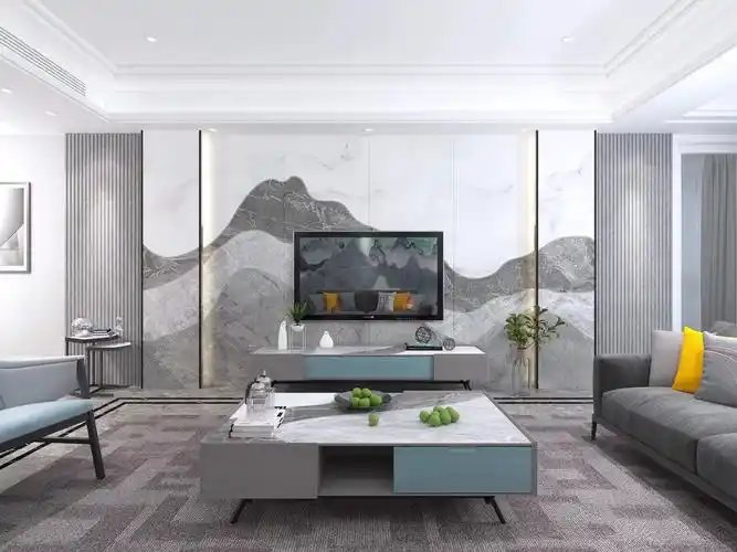 电视背景墙中国印象客厅瓷砖拼图防潮微晶石轻奢背景墙岩板