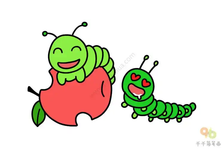 吃苹果的毛毛虫简笔画