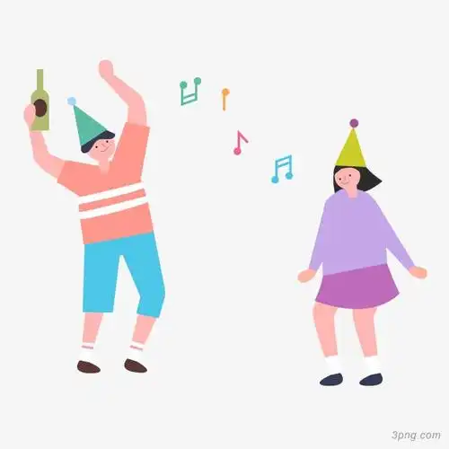 矢量卡通手绘生日唱歌png素材透明免抠图片-卡通手绘