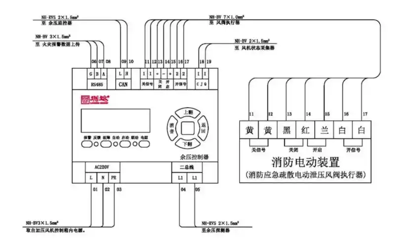 利达消防应急疏散余压控制器接线示意图