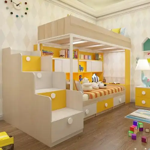 工厂直供皮阿诺全屋定制儿童房上下床榻榻米双层床儿童房间整体衣柜床