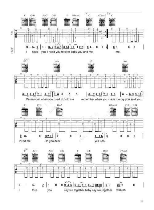 王若琳iloveyou吉他谱c调吉他弹唱谱