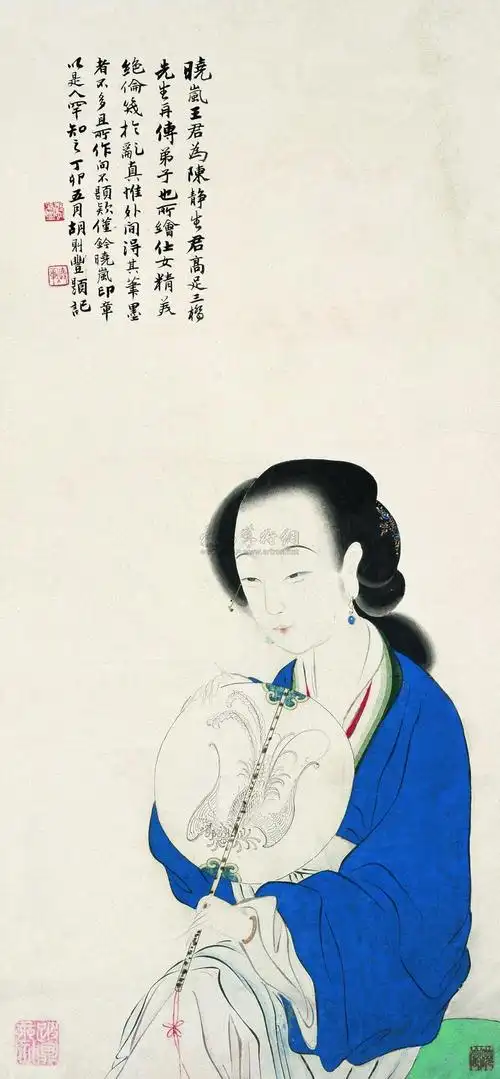 0046 纨扇仕女图 立轴 设色纸本