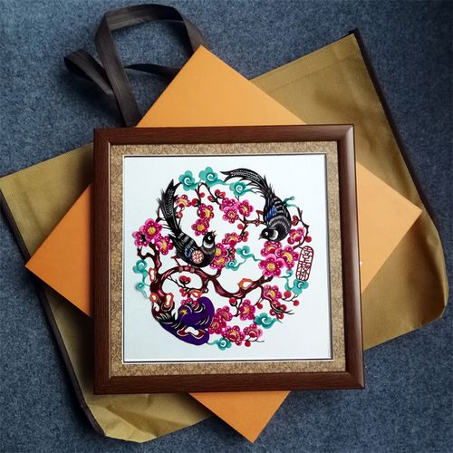 中国风手工彩色剪纸窗花中式装饰画家居饰品客厅书房镜框挂画吉祥