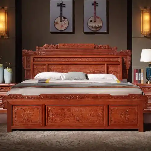 8米红木床主卧印尼花梨木床兰亭序床