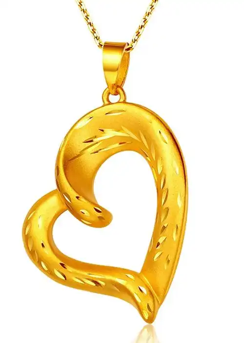 chowtaifook 周大福 定价 硬足金车花桃心黄金吊坠 r8746 首饰 [首饰]