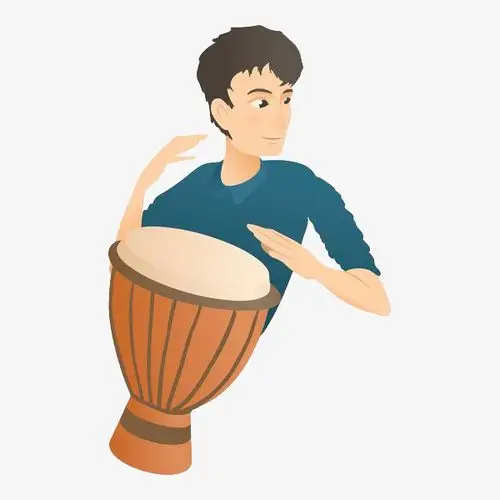 手绘卡通非洲鼓演奏