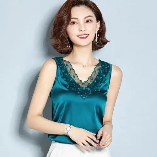 背心蕾丝吊带女夏外穿真丝缎面无袖女内百搭背心吊带