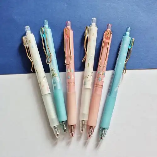 晨光奇幻冰雪限定速干按动中性笔黑色签字笔悬浮中性笔