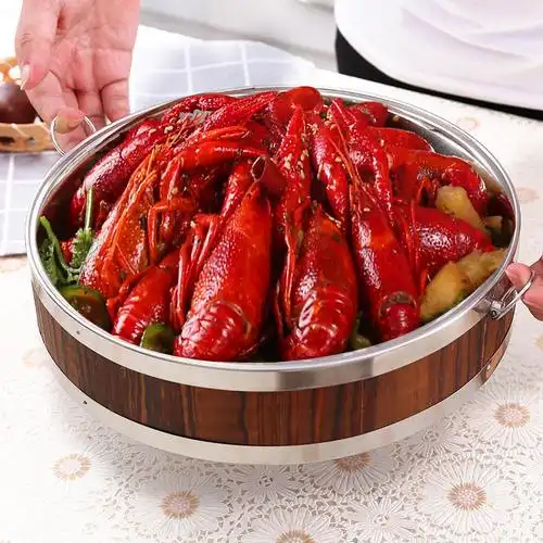 龙虾盘炒鸡盘海鲜大咖盘农家乐会所个性餐盘圆盘盘