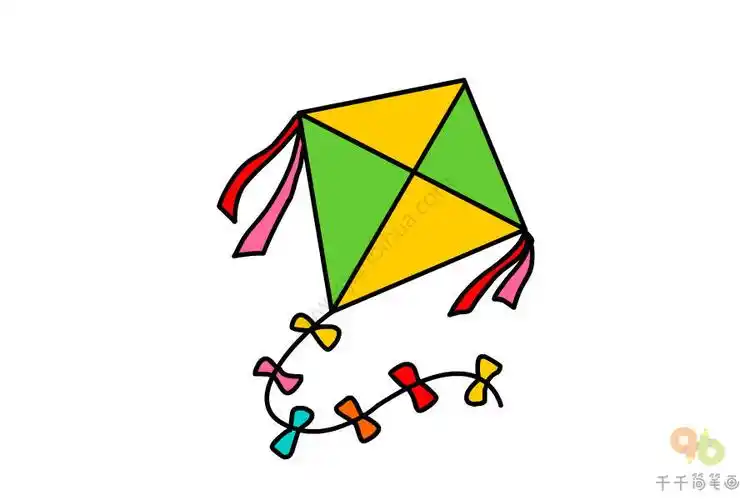 彩色的风筝简笔画