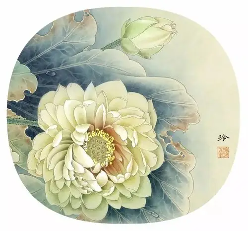 郑玲玲工笔荷花作品欣赏