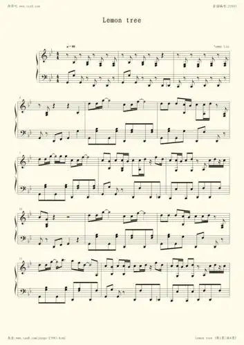 钢琴谱:柠檬树(lemon tree)