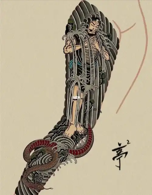 花腿纹身手稿最新纹身图案适合花腿