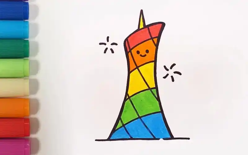 儿童简笔画 广州塔 画旅行路上的广州塔-儿歌多多出品