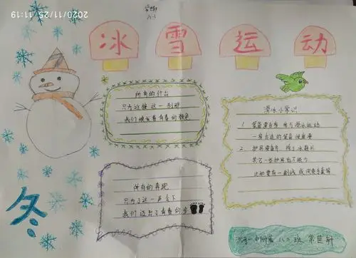 一中附中冰雪运动知识进校园手抄报活动