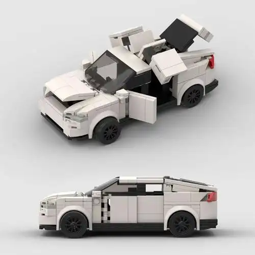 特价福利积木玩家创意moc城市场景特斯拉model x益智拼装玩具模型