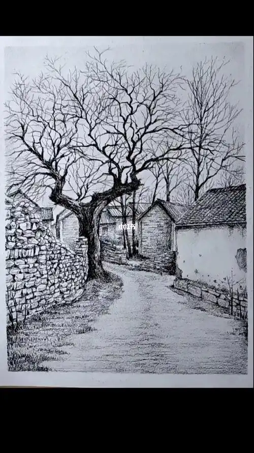 素描风景故乡的回忆
