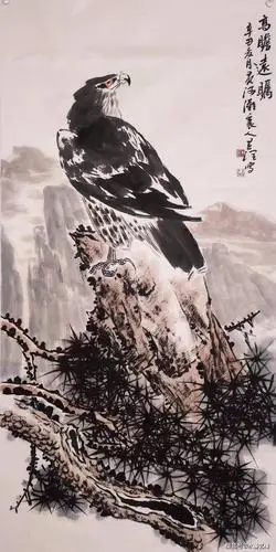 国家一级美术师黄河滩画鹰第一人画家丁昱润作品欣赏