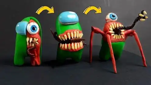 太空狼人杀:太空人内鬼的进化形象骇人,创意粘土手工