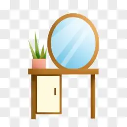 卡通手绘渐变简约家居梳妆台元素