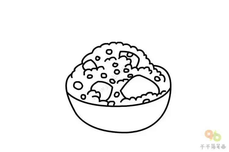 蛋炒饭简笔画步骤图