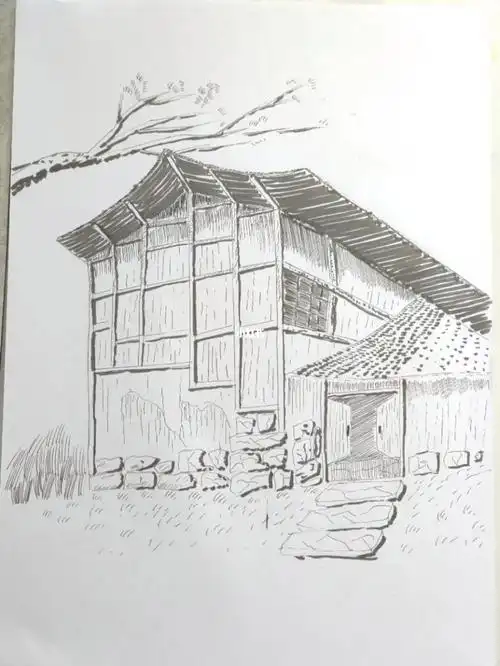 钢笔画老房子