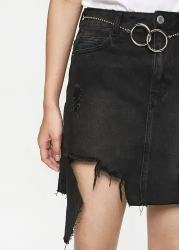 破洞纯棉牛仔裙女