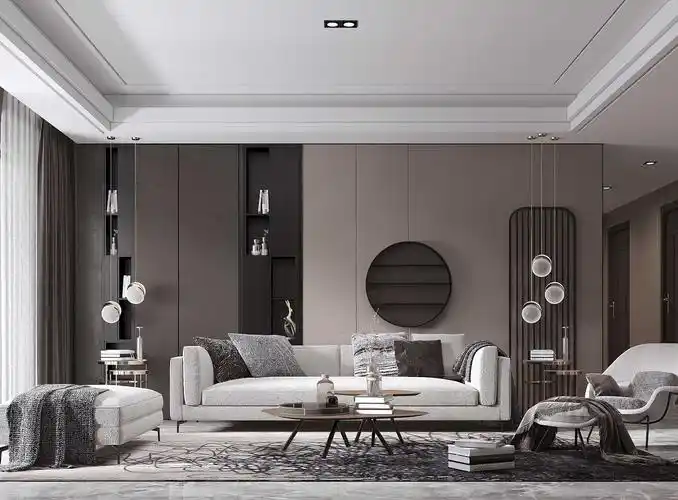 现代轻奢客厅|空间|家装设计|1992效果图李倩倩 - 原创作品 - 站酷
