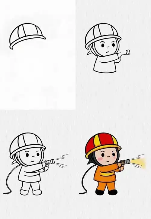 🔥消防员救火简笔画🚒