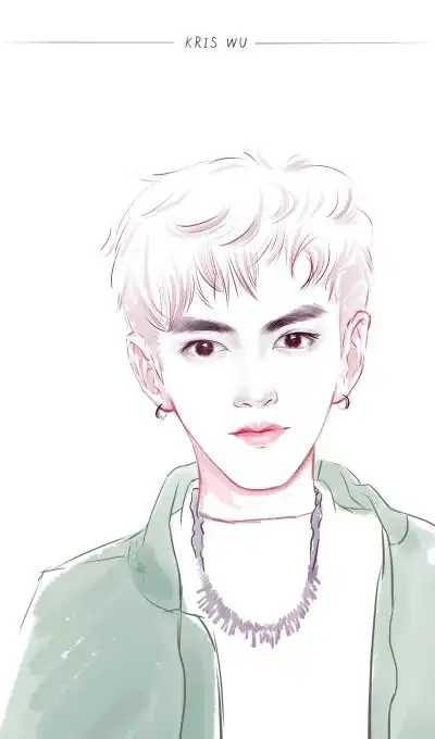 吴亦凡 kris 明星壁纸 男神帅哥 手绘漫画 素描卡通 人物头像 插画