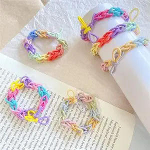 网红编织闺蜜彩虹皮筋手链发圈成品两用手腕情侣小皮筋彩色头发绳