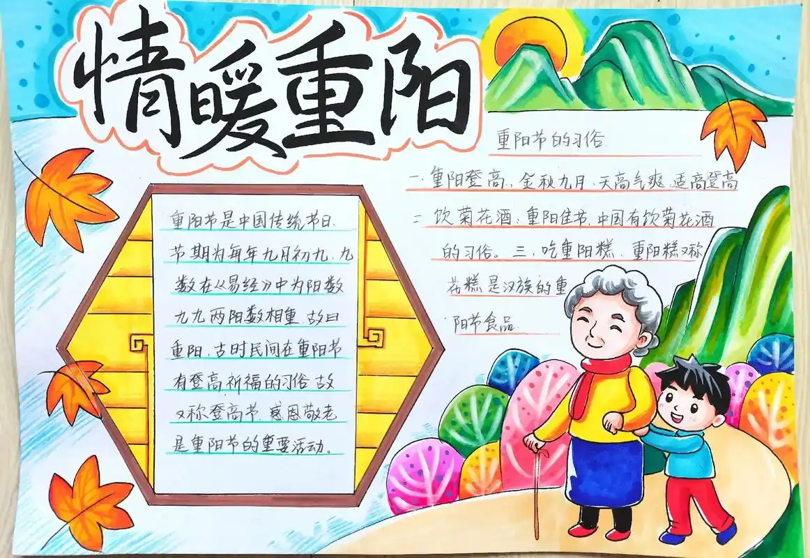 重阳节手抄报#小学生手抄报 #情暖重阳#图文伙伴计划  - 抖音